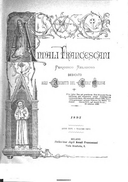 Annali francescani periodico religioso dedicato agli iscritti del Terz'ordine