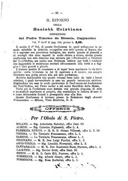 Annali francescani periodico religioso dedicato agli iscritti del Terz'ordine