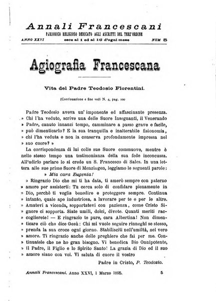 Annali francescani periodico religioso dedicato agli iscritti del Terz'ordine