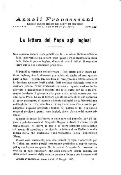 Annali francescani periodico religioso dedicato agli iscritti del Terz'ordine