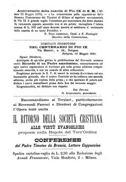 Annali francescani periodico religioso dedicato agli iscritti del Terz'ordine