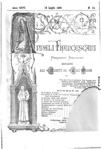 Annali francescani periodico religioso dedicato agli iscritti del Terz'ordine