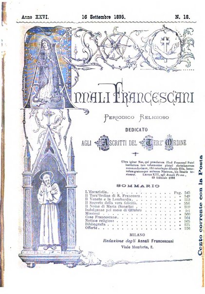 Annali francescani periodico religioso dedicato agli iscritti del Terz'ordine