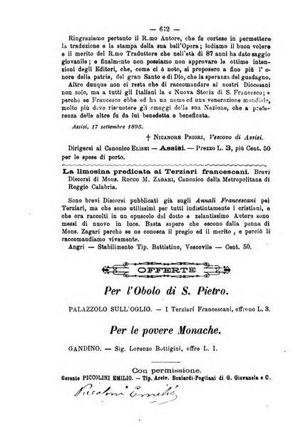 Annali francescani periodico religioso dedicato agli iscritti del Terz'ordine