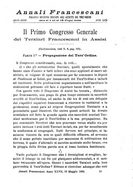 Annali francescani periodico religioso dedicato agli iscritti del Terz'ordine