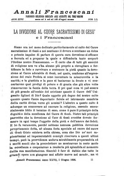 Annali francescani periodico religioso dedicato agli iscritti del Terz'ordine