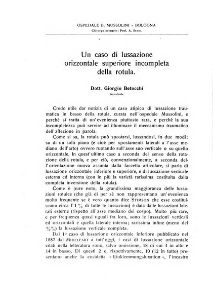 La chirurgia degli organi di movimento