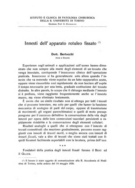 La chirurgia degli organi di movimento