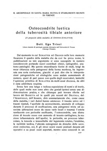 La chirurgia degli organi di movimento