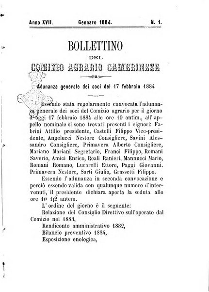 Bollettino del Comizio agrario camerinese