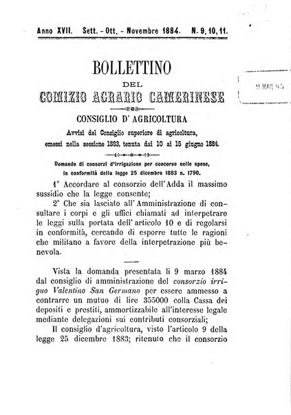 Bollettino del Comizio agrario camerinese