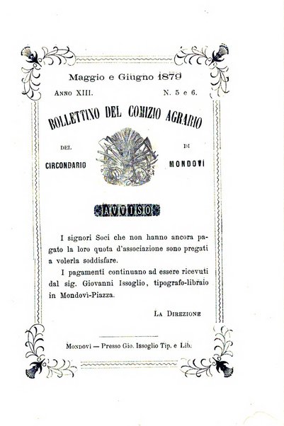 Bollettino del Comizio agrario del circondario di Mondovì