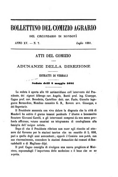 Bollettino del Comizio agrario del circondario di Mondovì