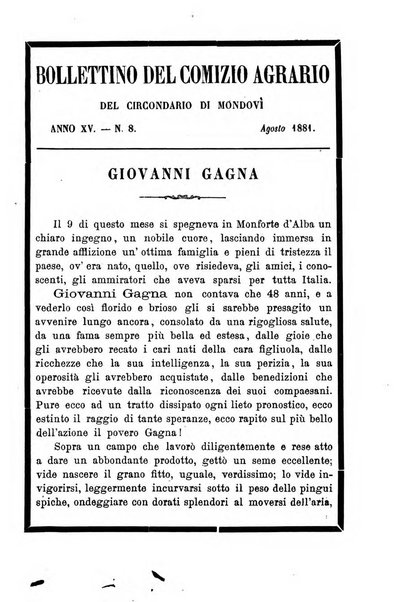 Bollettino del Comizio agrario del circondario di Mondovì