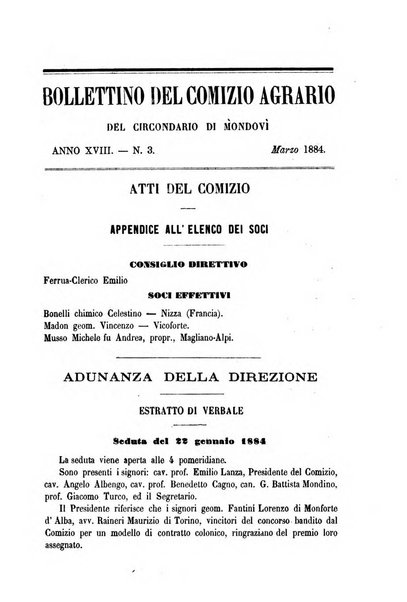 Bollettino del Comizio agrario del circondario di Mondovì