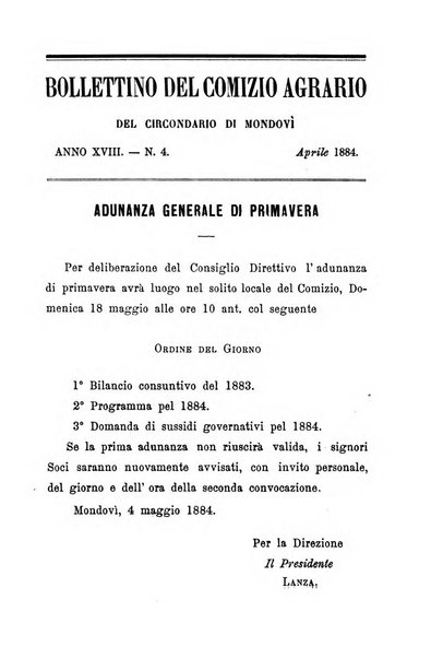 Bollettino del Comizio agrario del circondario di Mondovì