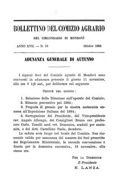 Bollettino del Comizio agrario del circondario di Mondovì