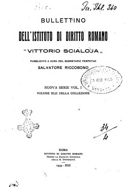 Bullettino dell'Istituto di diritto romano Vittorio Scialoja