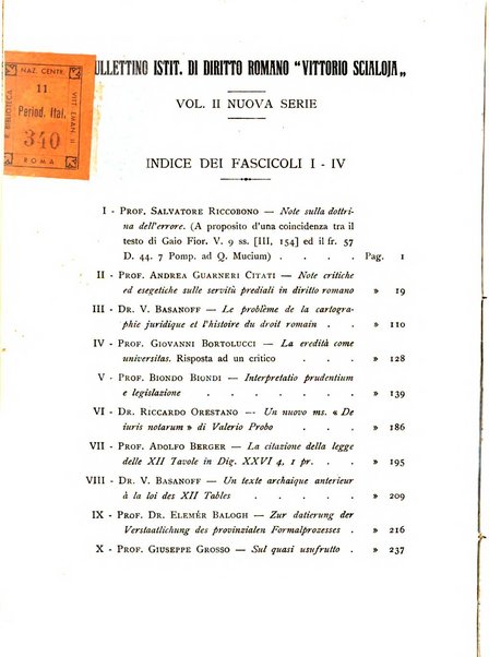 Bullettino dell'Istituto di diritto romano Vittorio Scialoja