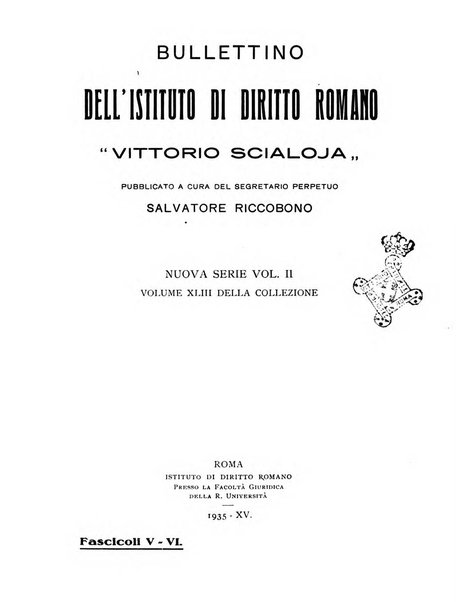 Bullettino dell'Istituto di diritto romano Vittorio Scialoja