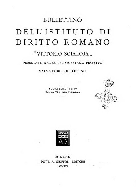 Bullettino dell'Istituto di diritto romano Vittorio Scialoja