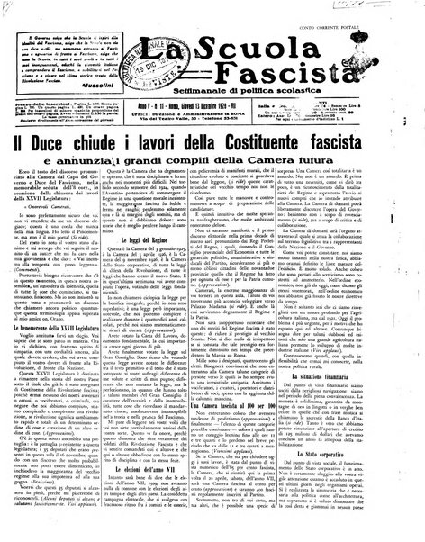 La scuola fascista settimanale di politica scolastica