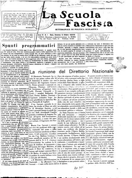 La scuola fascista settimanale di politica scolastica