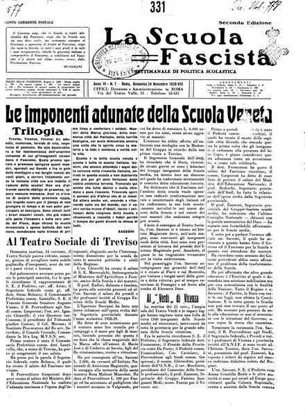 La scuola fascista settimanale di politica scolastica