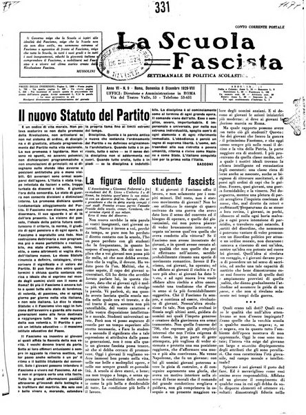 La scuola fascista settimanale di politica scolastica