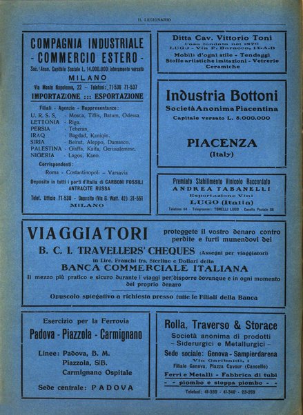 Il legionario organo dei fasci italiani all'estero e nelle colonie