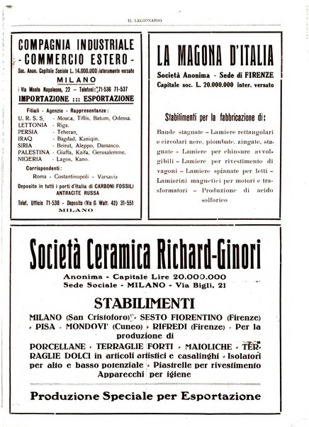 Il legionario organo dei fasci italiani all'estero e nelle colonie