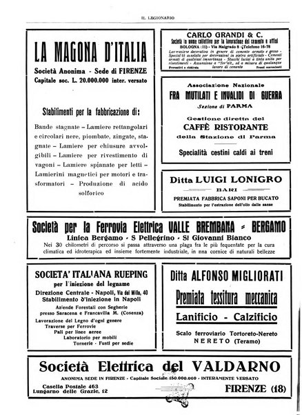 Il legionario organo dei fasci italiani all'estero e nelle colonie