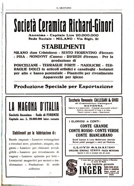 Il legionario organo dei fasci italiani all'estero e nelle colonie