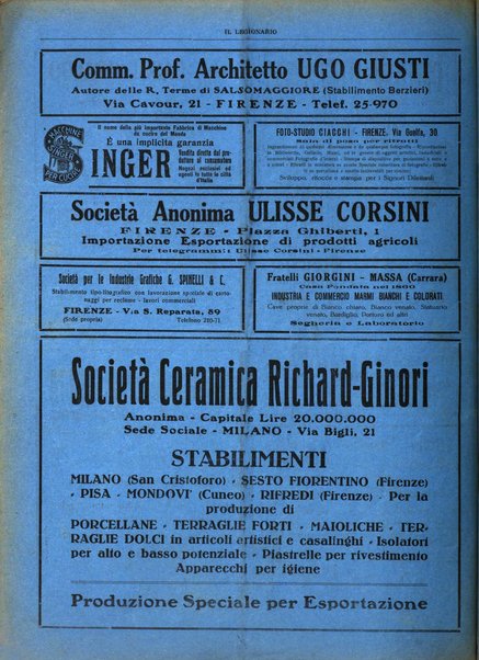 Il legionario organo dei fasci italiani all'estero e nelle colonie