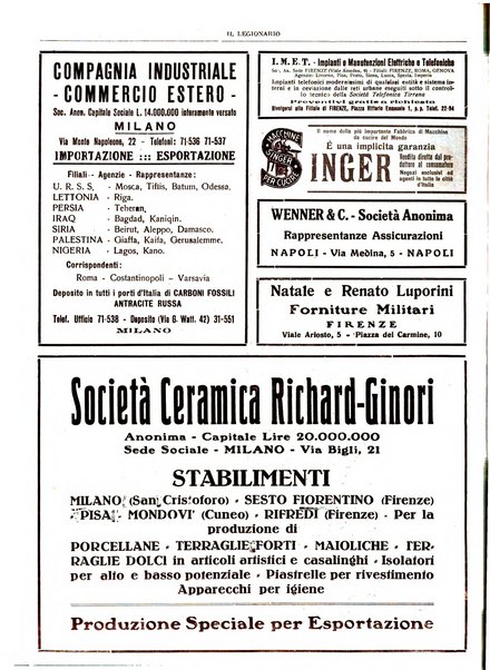 Il legionario organo dei fasci italiani all'estero e nelle colonie