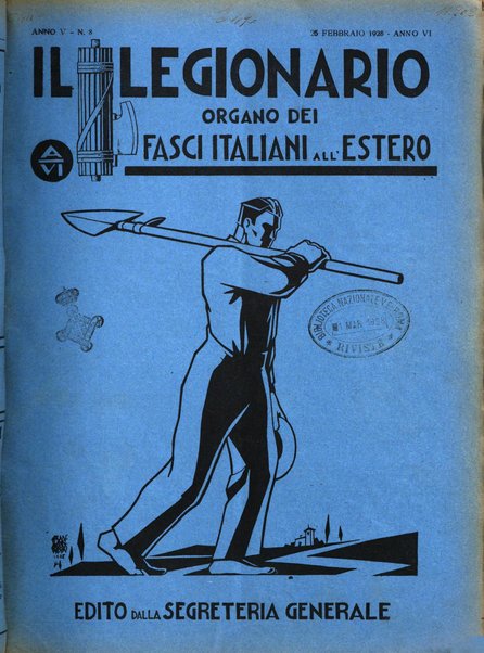 Il legionario organo dei fasci italiani all'estero e nelle colonie