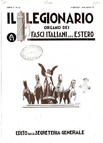 Il legionario organo dei fasci italiani all'estero e nelle colonie