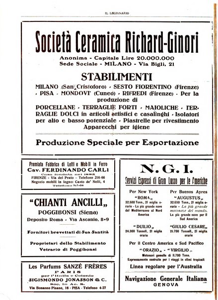 Il legionario organo dei fasci italiani all'estero e nelle colonie