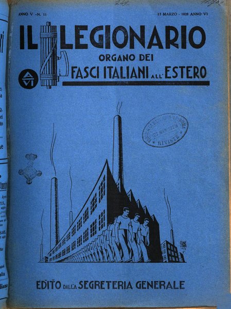 Il legionario organo dei fasci italiani all'estero e nelle colonie