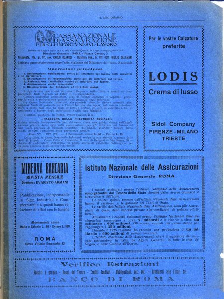 Il legionario organo dei fasci italiani all'estero e nelle colonie