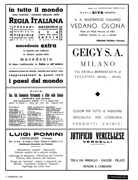 Il legionario organo dei fasci italiani all'estero e nelle colonie