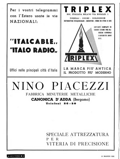 Il legionario organo dei fasci italiani all'estero e nelle colonie