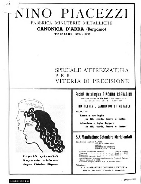 Il legionario organo dei fasci italiani all'estero e nelle colonie