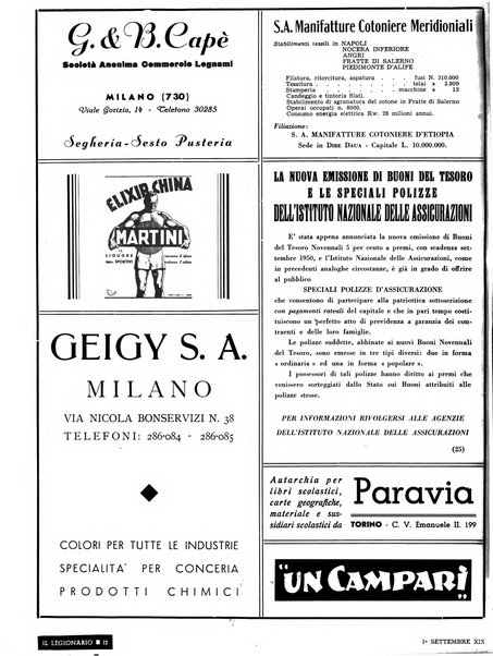 Il legionario organo dei fasci italiani all'estero e nelle colonie