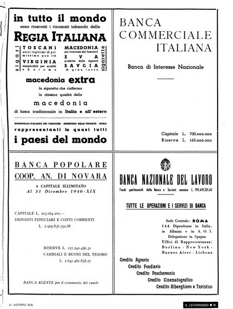 Il legionario organo dei fasci italiani all'estero e nelle colonie