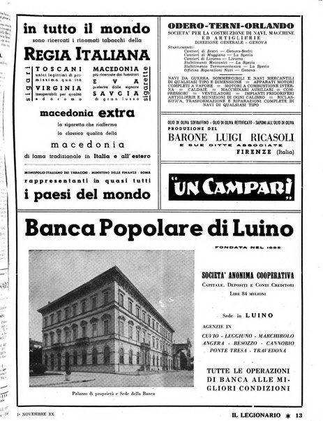 Il legionario organo dei fasci italiani all'estero e nelle colonie