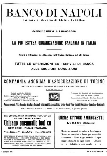 Il legionario organo dei fasci italiani all'estero e nelle colonie