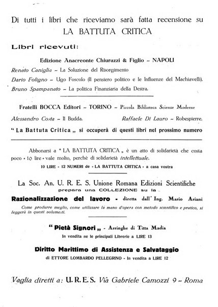 La battuta critica riverberi di vita