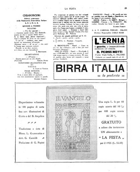 La festa rivista settimanale illustrata della famiglia italiana