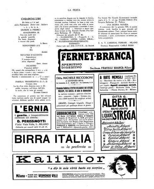 La festa rivista settimanale illustrata della famiglia italiana